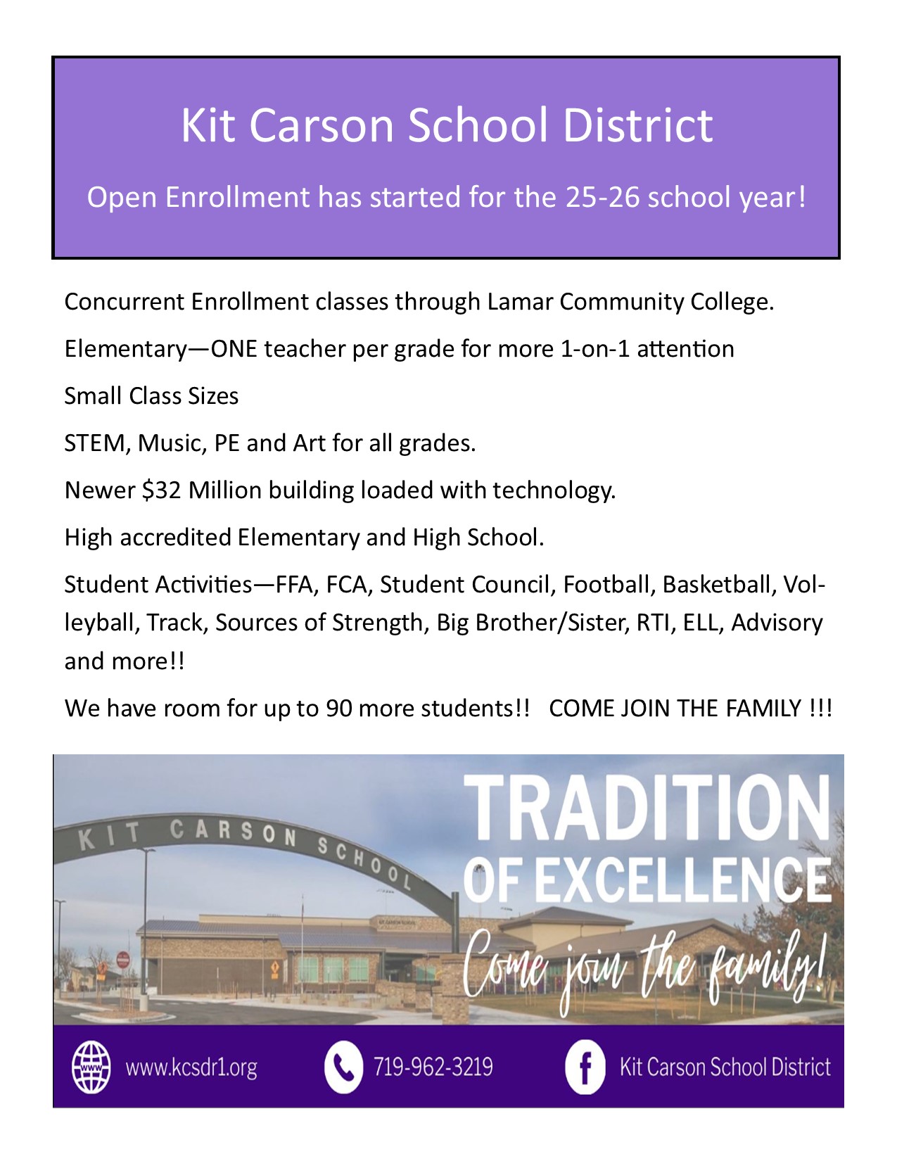 Image for Open Enrollment at Kit Carson School District